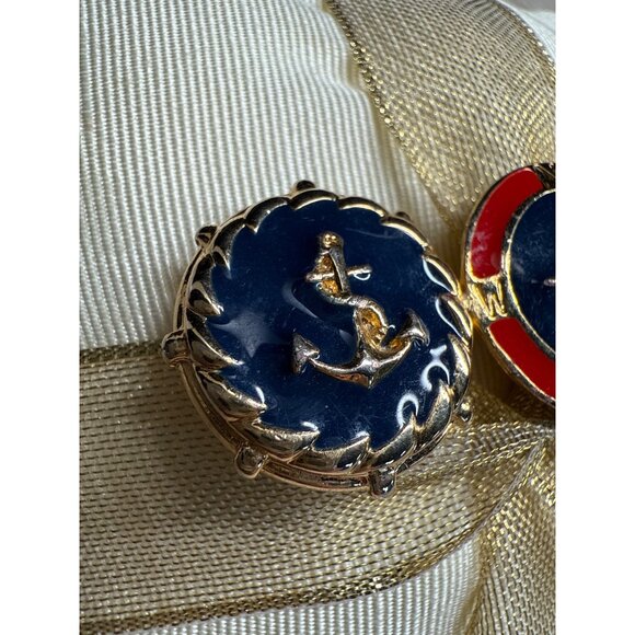 Vintage Nautical-Themed Gold-Tone Brooch Pin Trio Anchor Compass & Sailboat - Picture 2 of 10